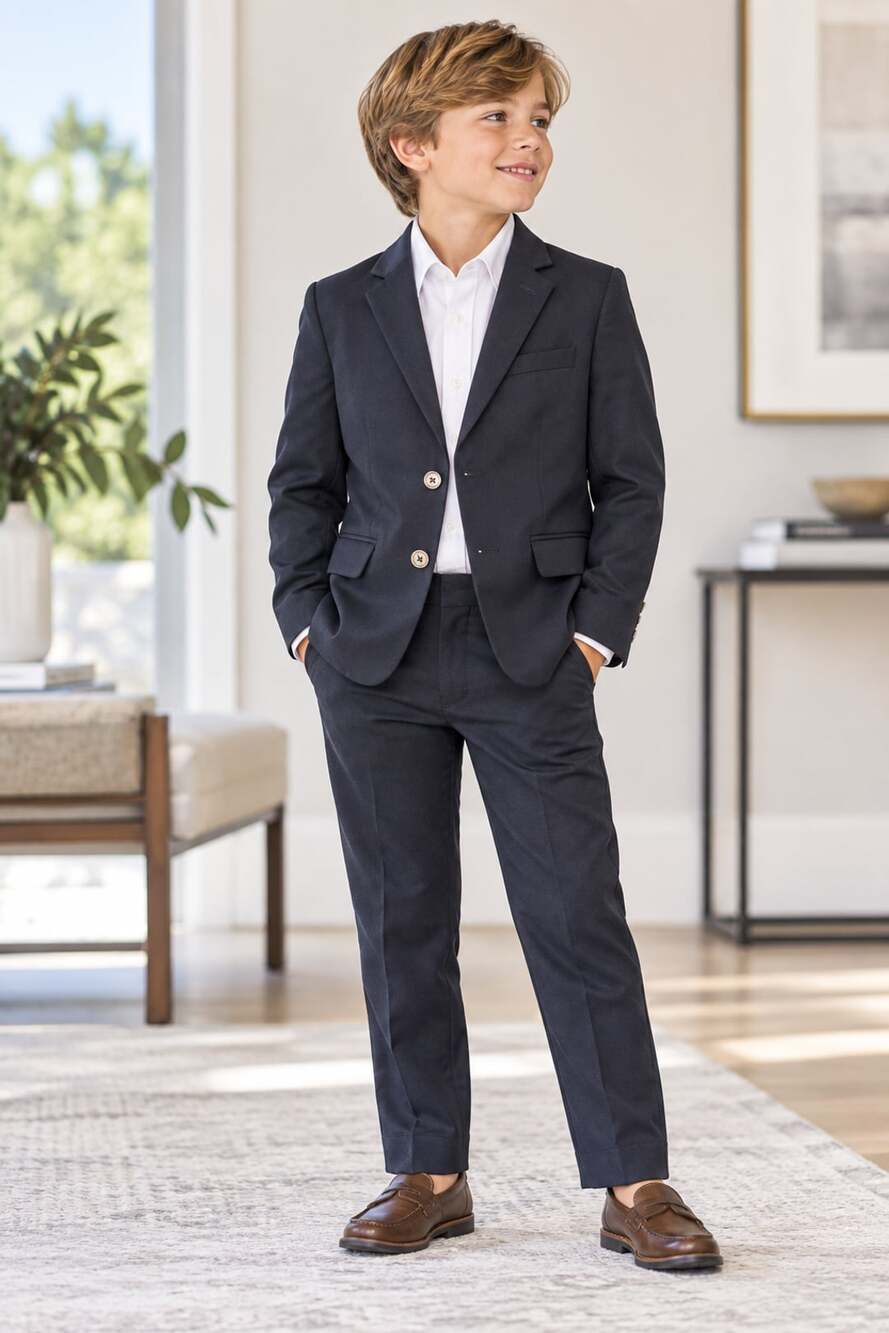 Calvin Klein Boys Navy Suit Blazer Jacket Size 8 Regular